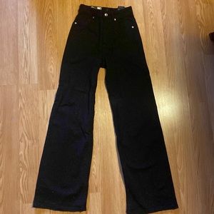 H&M Black Wide-leg Twill Pants